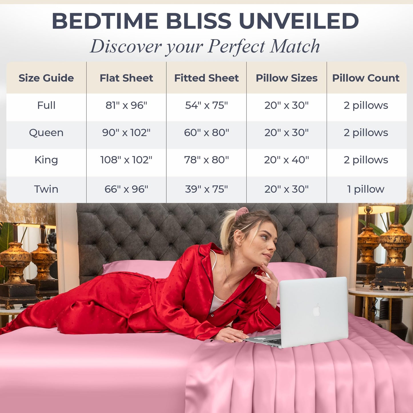 Queen Size Set 4 Pcs - Silky & Luxuriously Soft Satin Bed Sheets