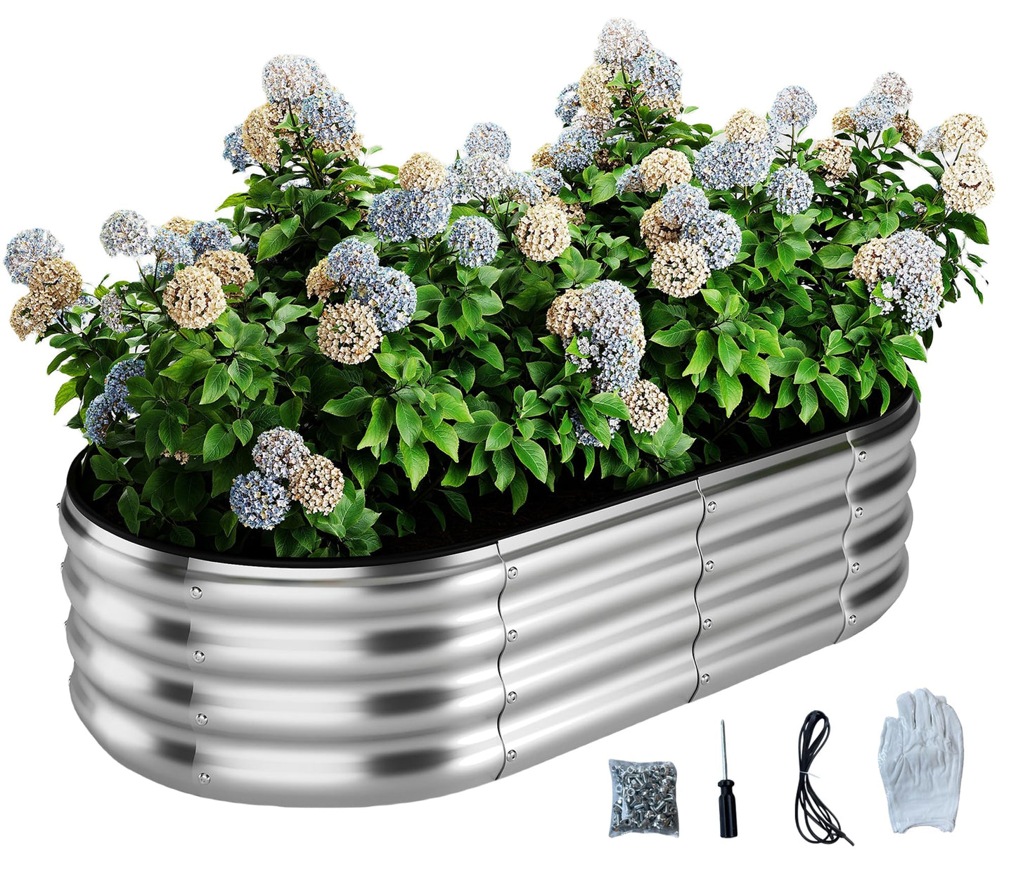 Galvanized Metal Planter Raised Garden Bed Kit for Gardening Outdoor