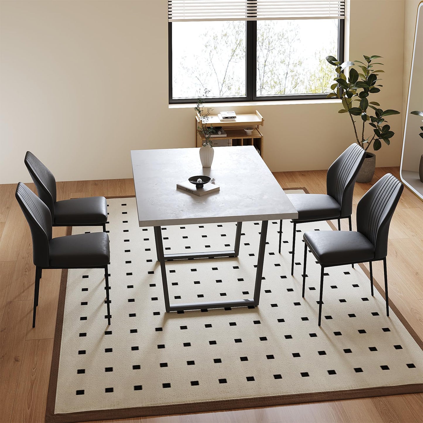 5 Piece Dining Table Set, Kitchen Dining Table and Leather Dining Chairs