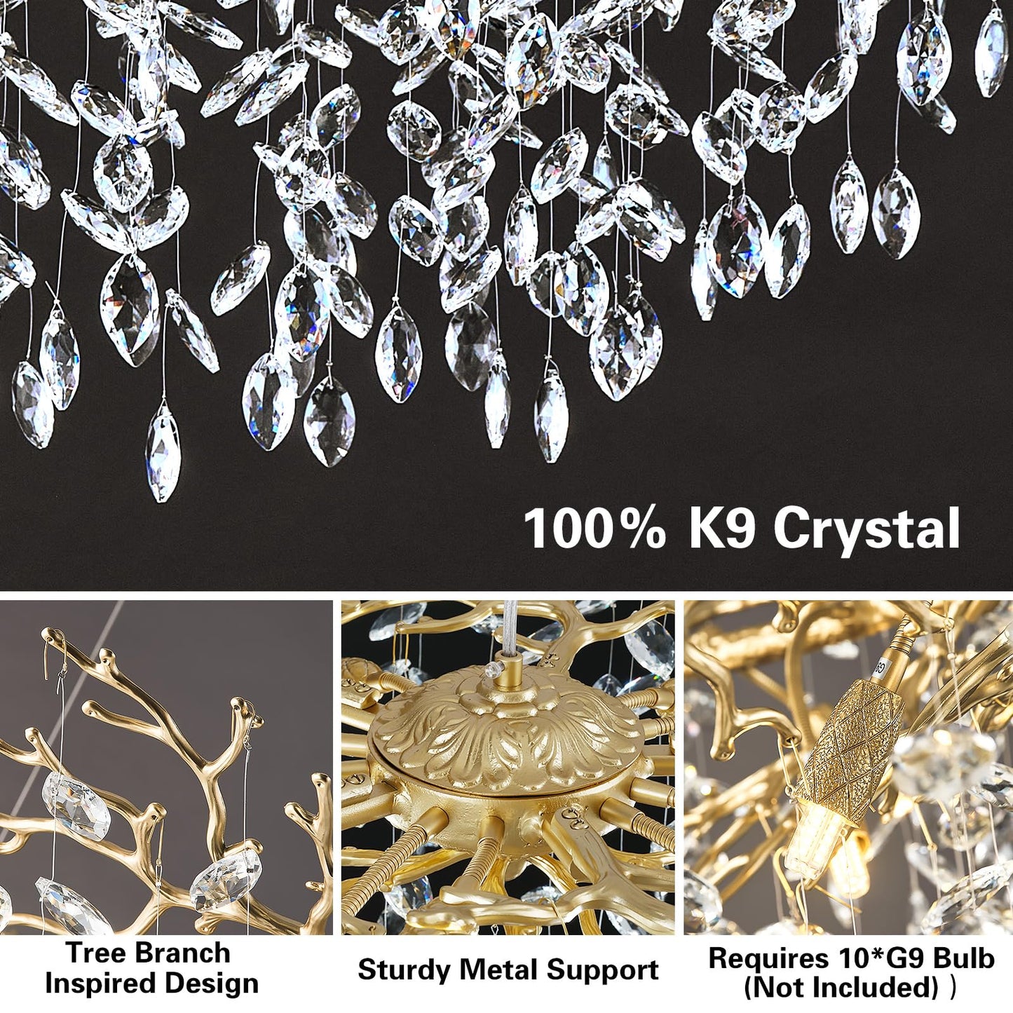 H134'' Modern Crystal Tree Branch Chandelier, Foyer High Ceiling Chandelier