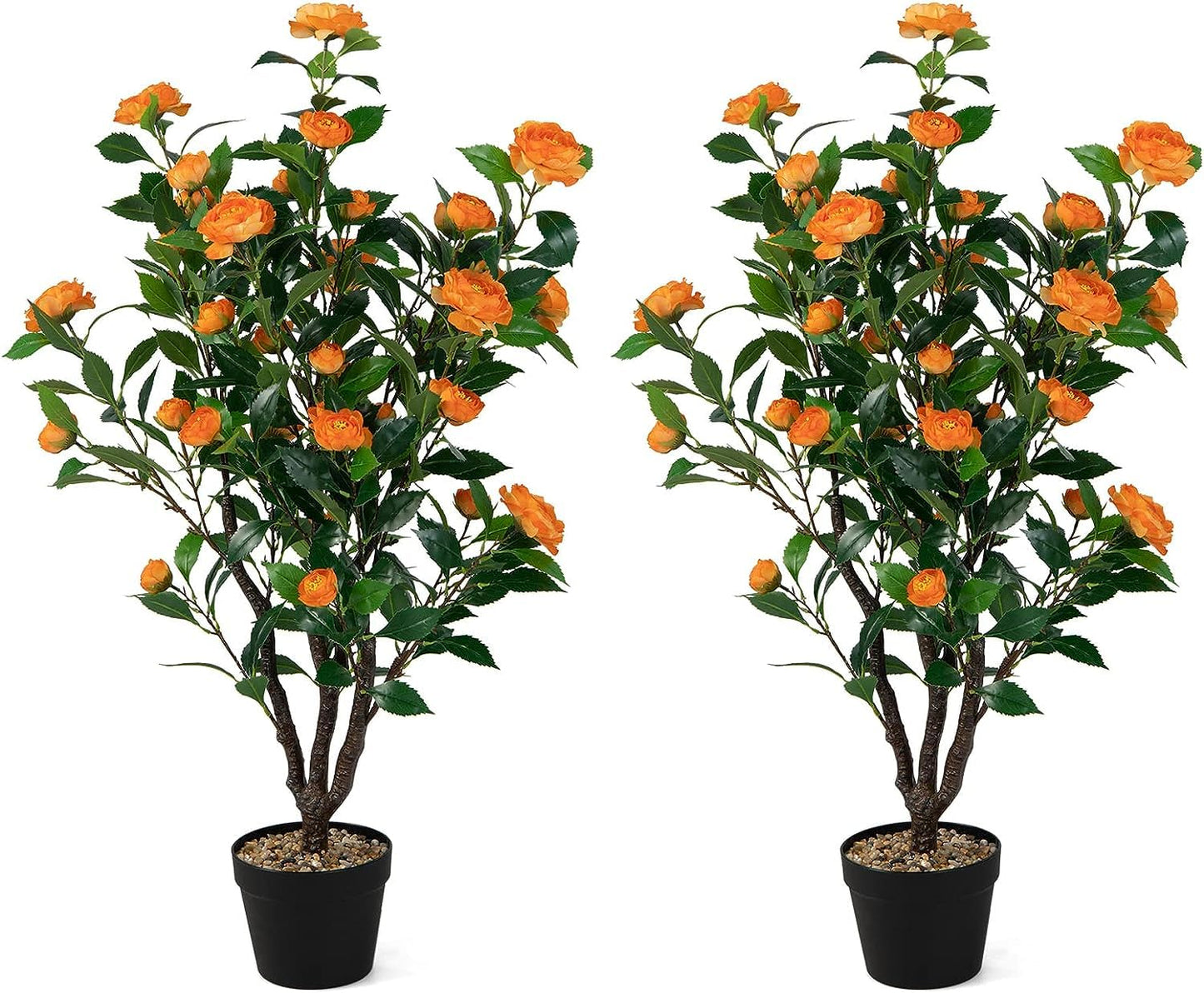 40” Artificial Camellia Tree with Fake Flowers for Indoor Outdoor Décor