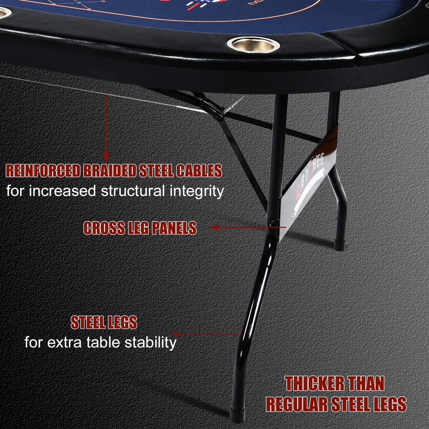 10 Player Poker Table Foldable, 86" Folding Texas Holdem Poker Table