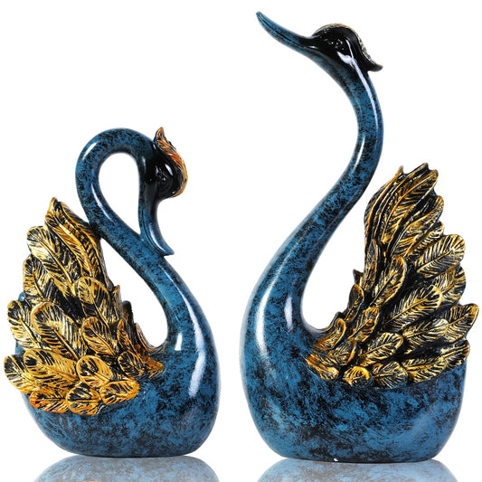 2pcs Swan Statues Home Decorations for Living Room Decor and Accessories