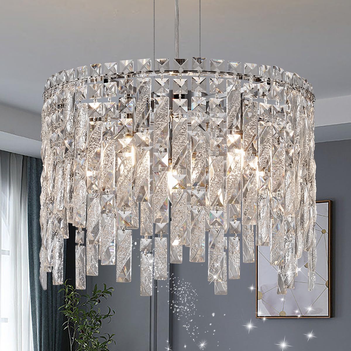 18’’ Gold Crystal Chandelier Light Fixture 5 Lights