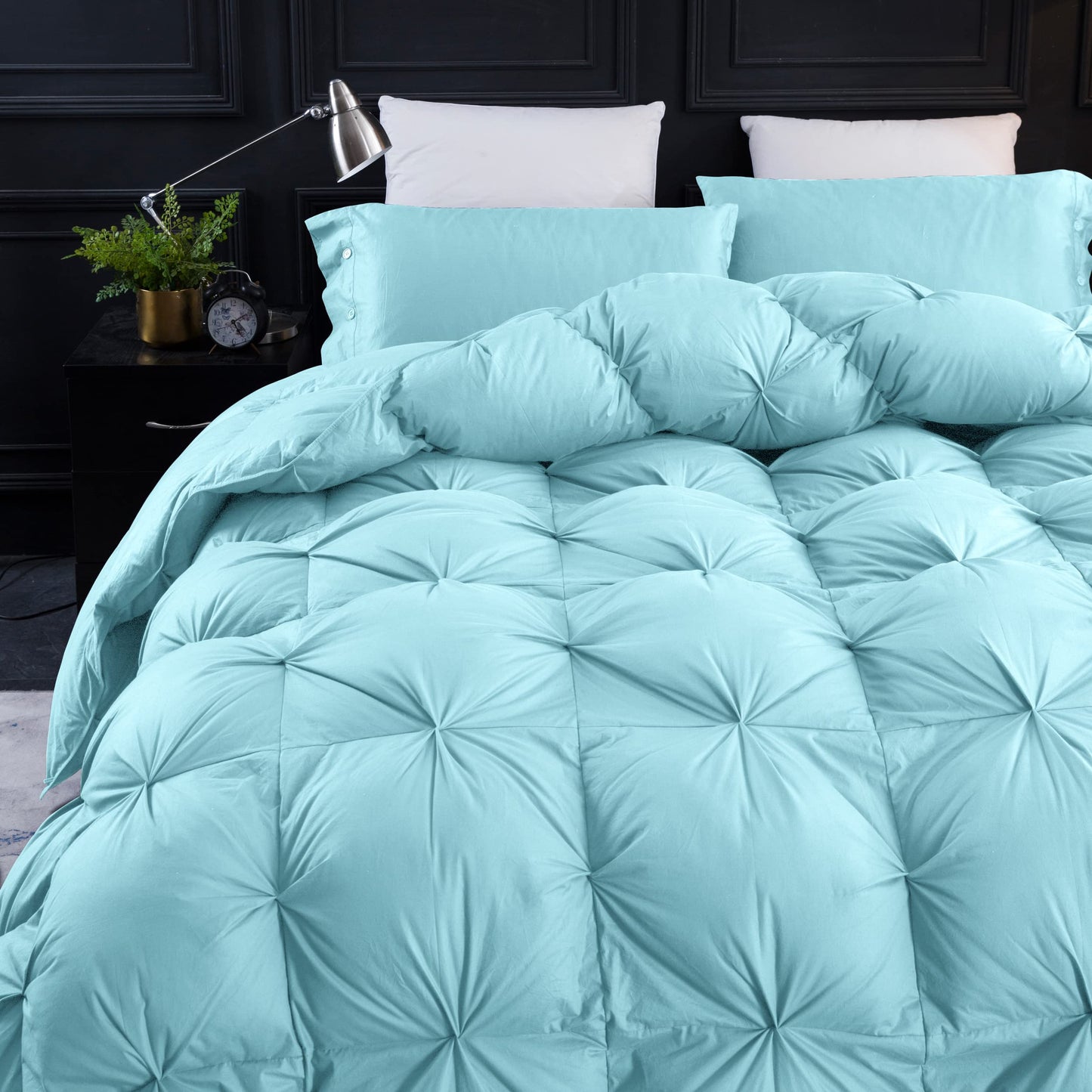 Pinch Pleat Feathers Down Comforter King Size Duvet Insert 100% Cotton