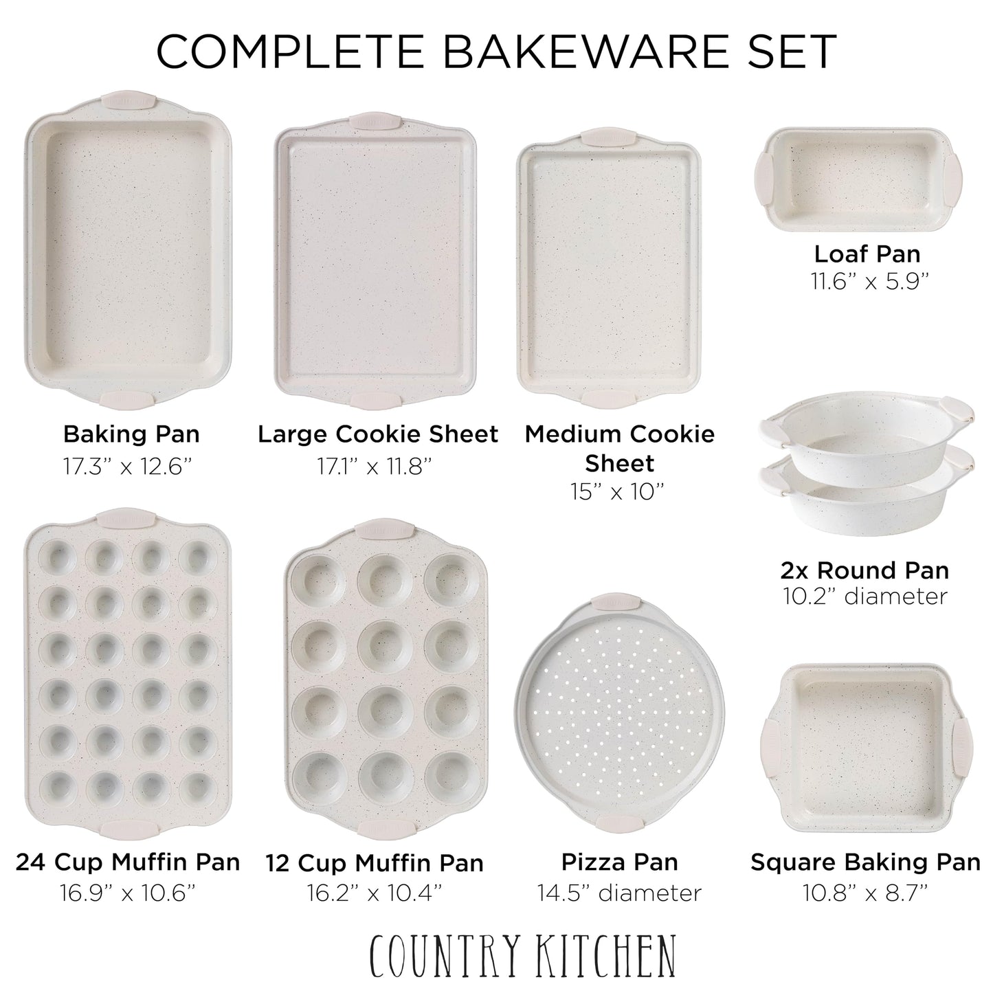 10-Piece Nonstick Stackable Bakeware Set - PFOA, PFOS, PTFE Free