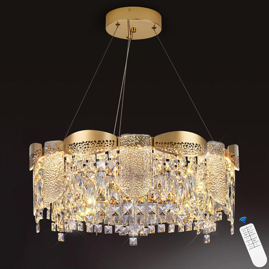 Gold Crystal Chandelier - Dimmable Contemporary Chandelier