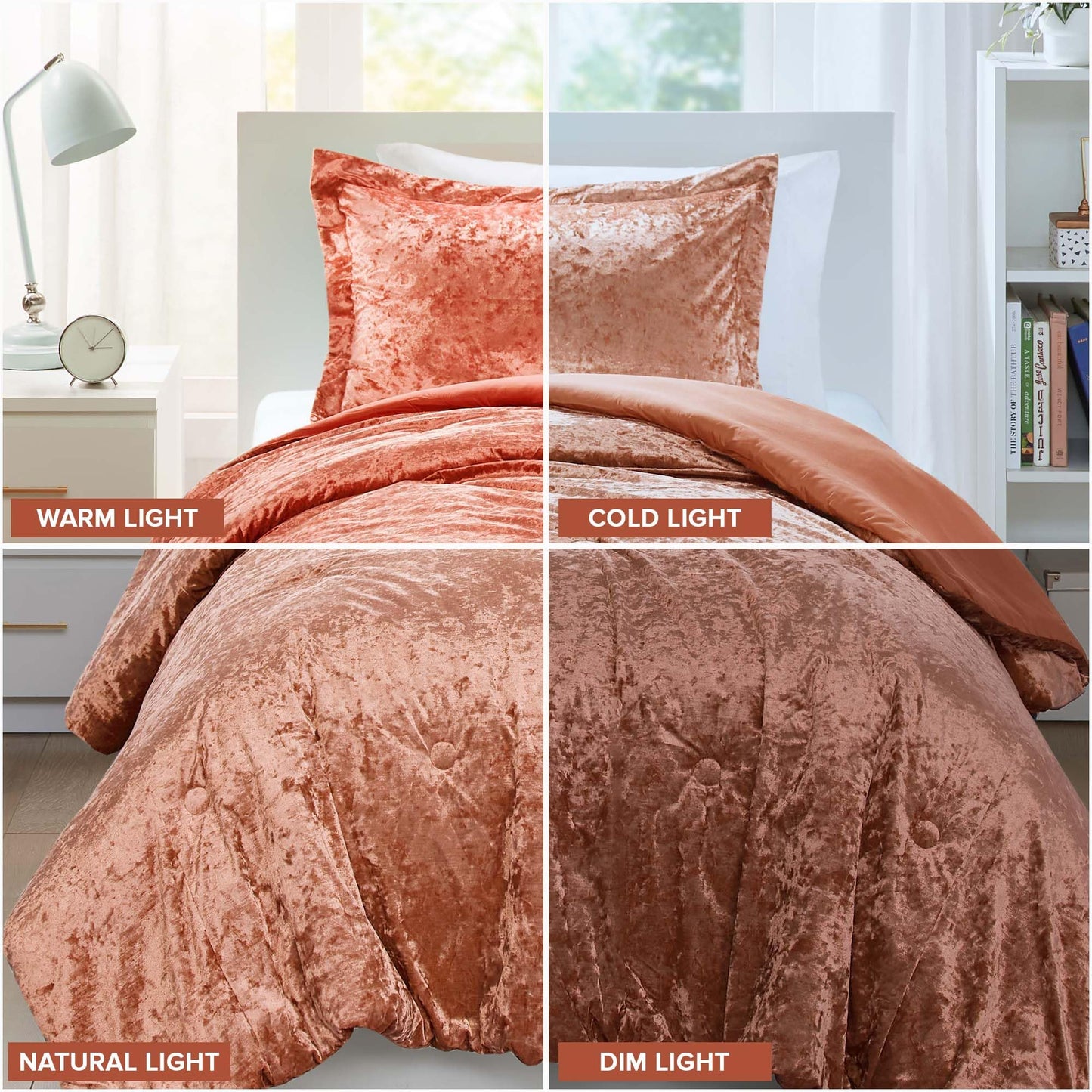 Luxe Comforter Set Velvet Lush with Soft Brushed Microfiber Reverse