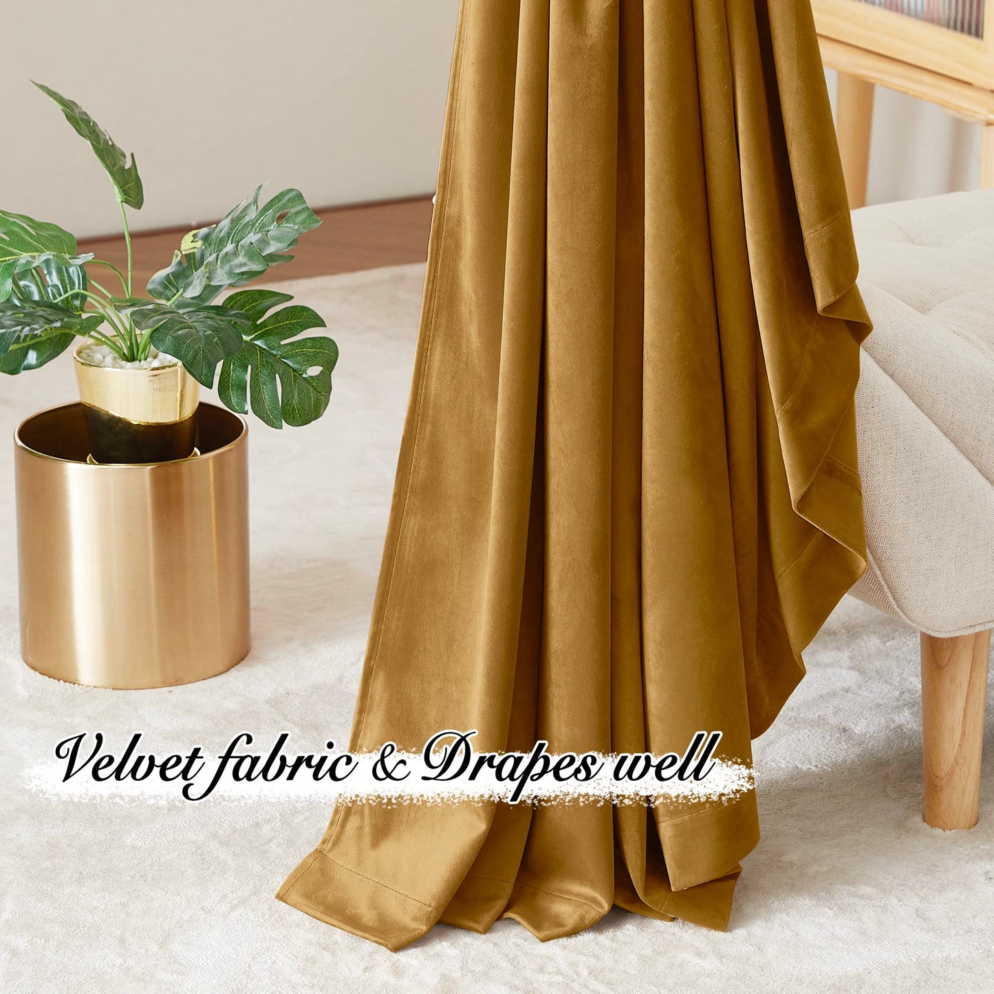 Velvet Curtains 96 inches - Soundproof Light Blocking Velvet Curtain