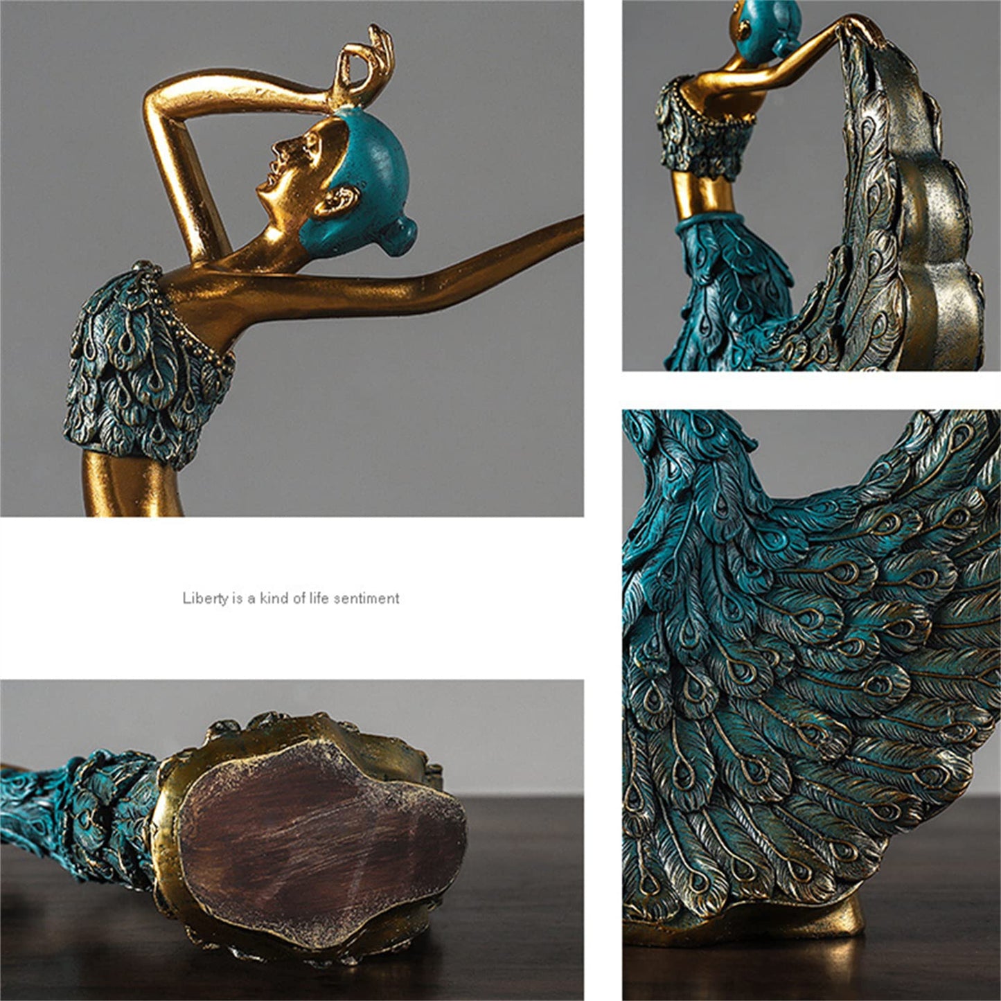 Elegant Peacock Statue Shelf Decor Accents (Blue)