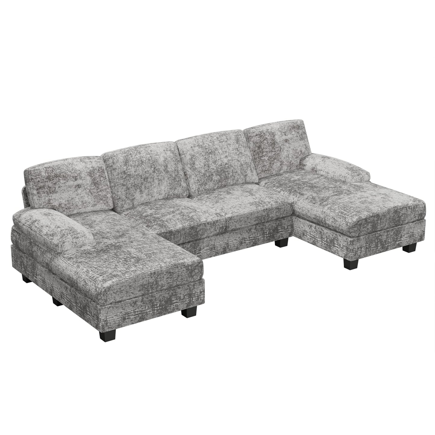 Convertible Sectional Sofa Couch, 4 Seat Sofa Set for Living Room