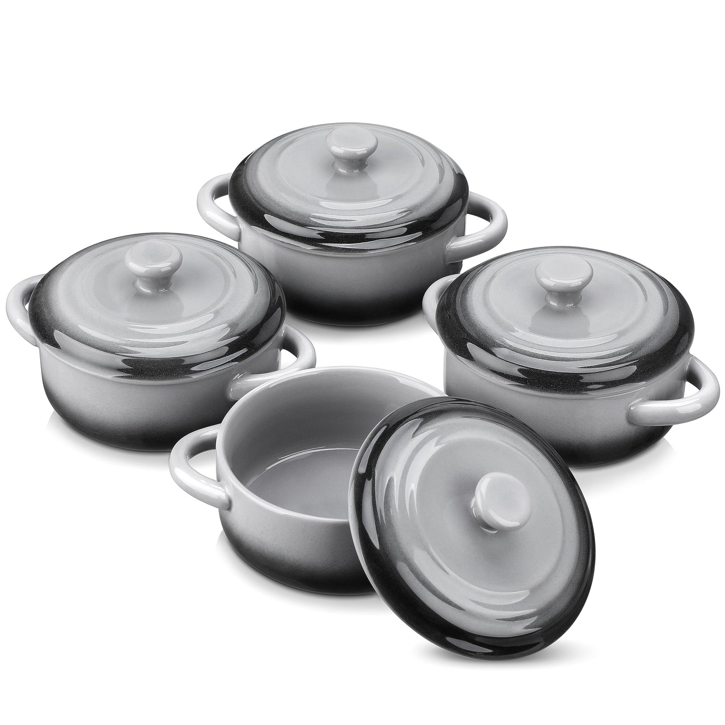 Mini Cocotte Set,14 OZ Small Casserole Dishes with Lids, Soup Bowls With Handles