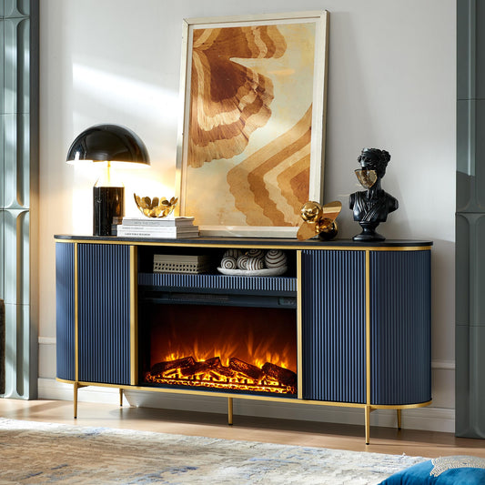 Luxury 70" Fluted Fireplace TV Stand, Modern Chic  for TVs Up to 80 inches