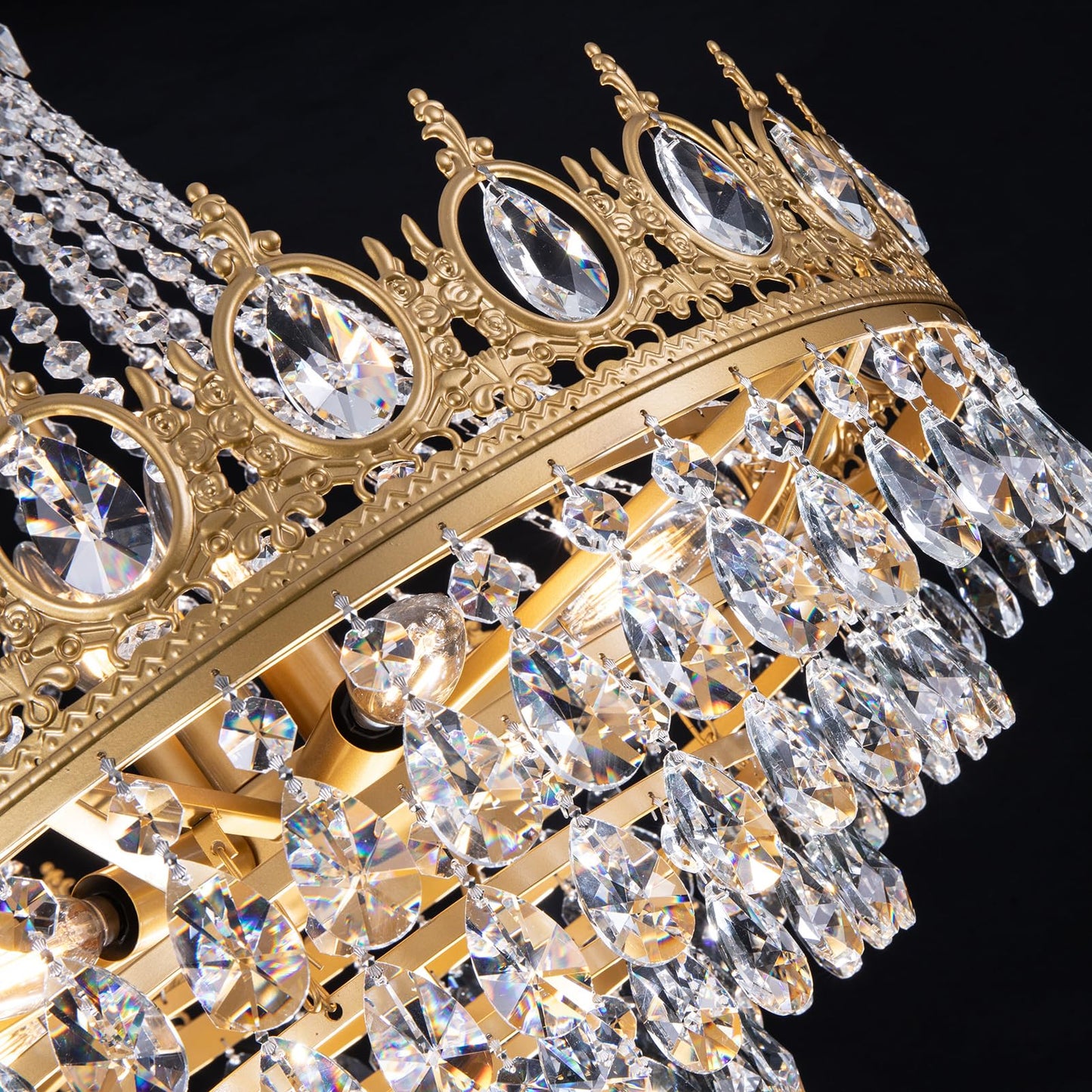 French Empire Crystal Chandeliers, 9-Light Modern Luxury