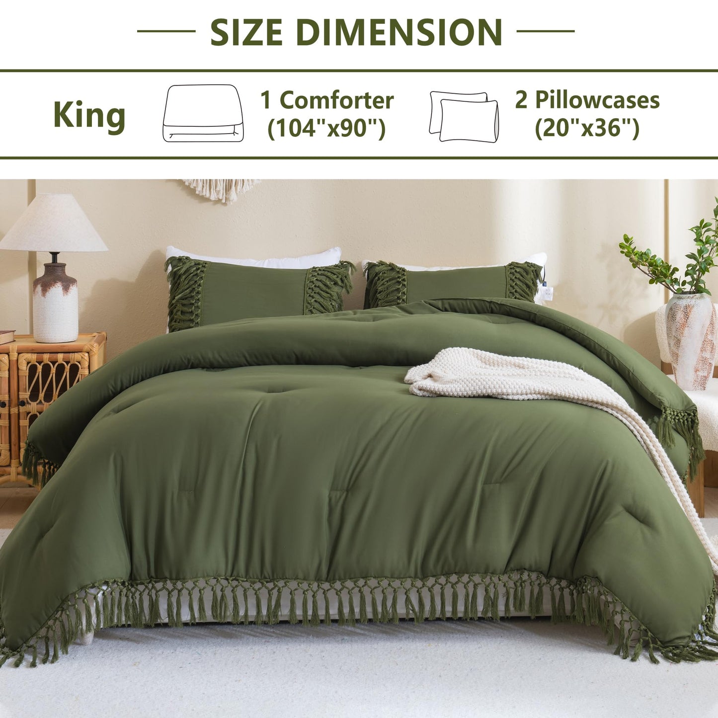 3 Pieces Boho Terracotta Lightweight Comforter Sets