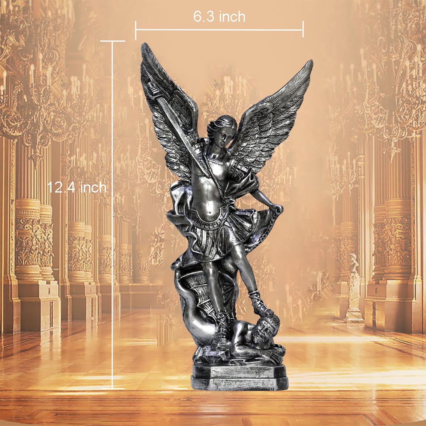 12.5in St. Michael Archangel Statue Collectible Figurines (Bronze)