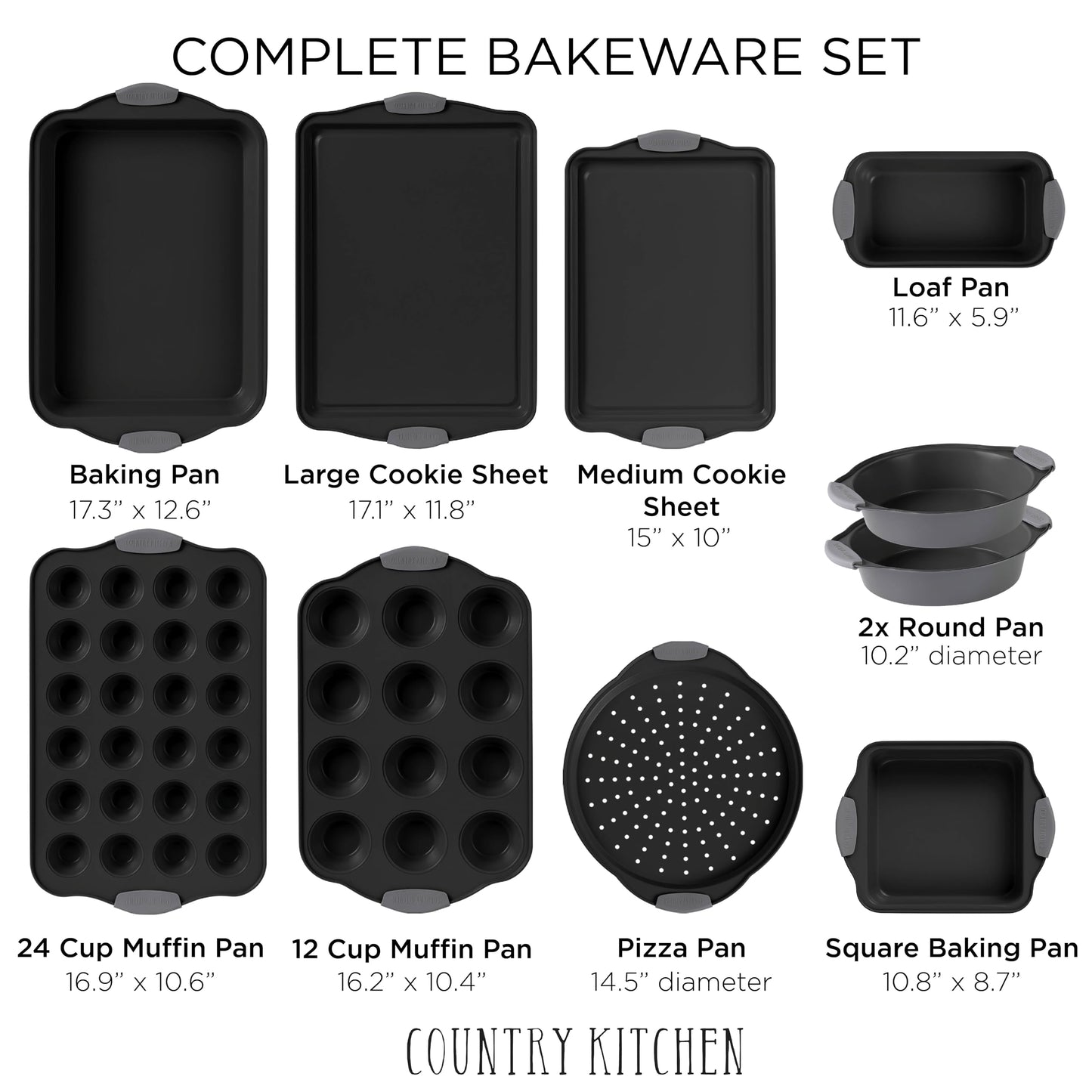 10-Piece Nonstick Stackable Bakeware Set - PFOA, PFOS, PTFE Free