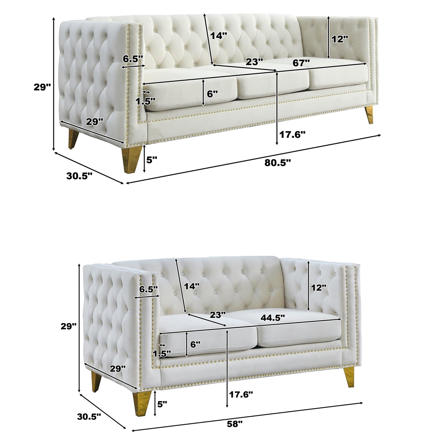 82" L-Shaped Velvet Corner Sofa, 5-Seater Corner Sofas with 3 Cushions for Living Room EK HOME FURNITURE