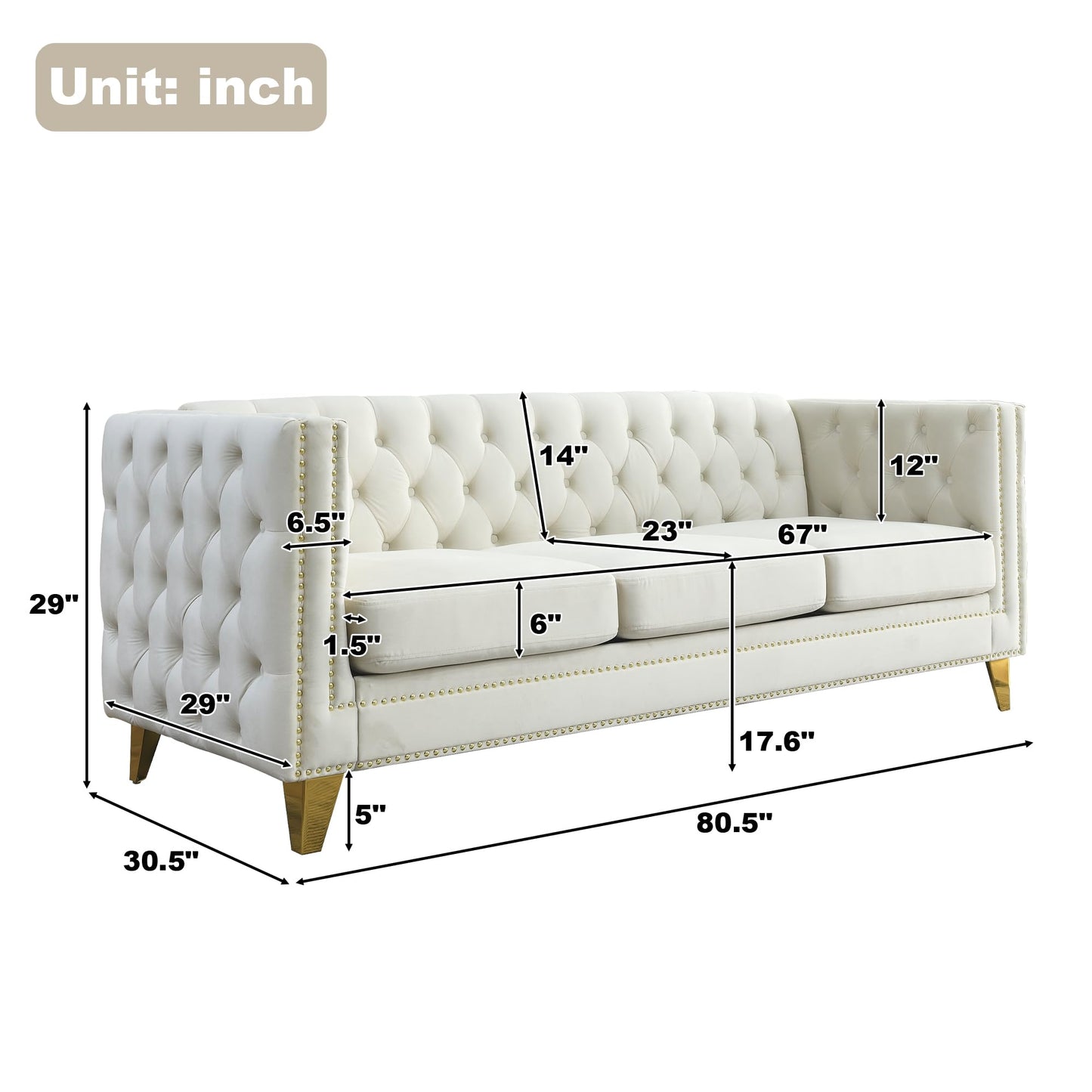 82" L-Shaped Velvet Corner Sofa, 5-Seater Corner Sofas with 3 Cushions for Living Room EK HOME FURNITURE