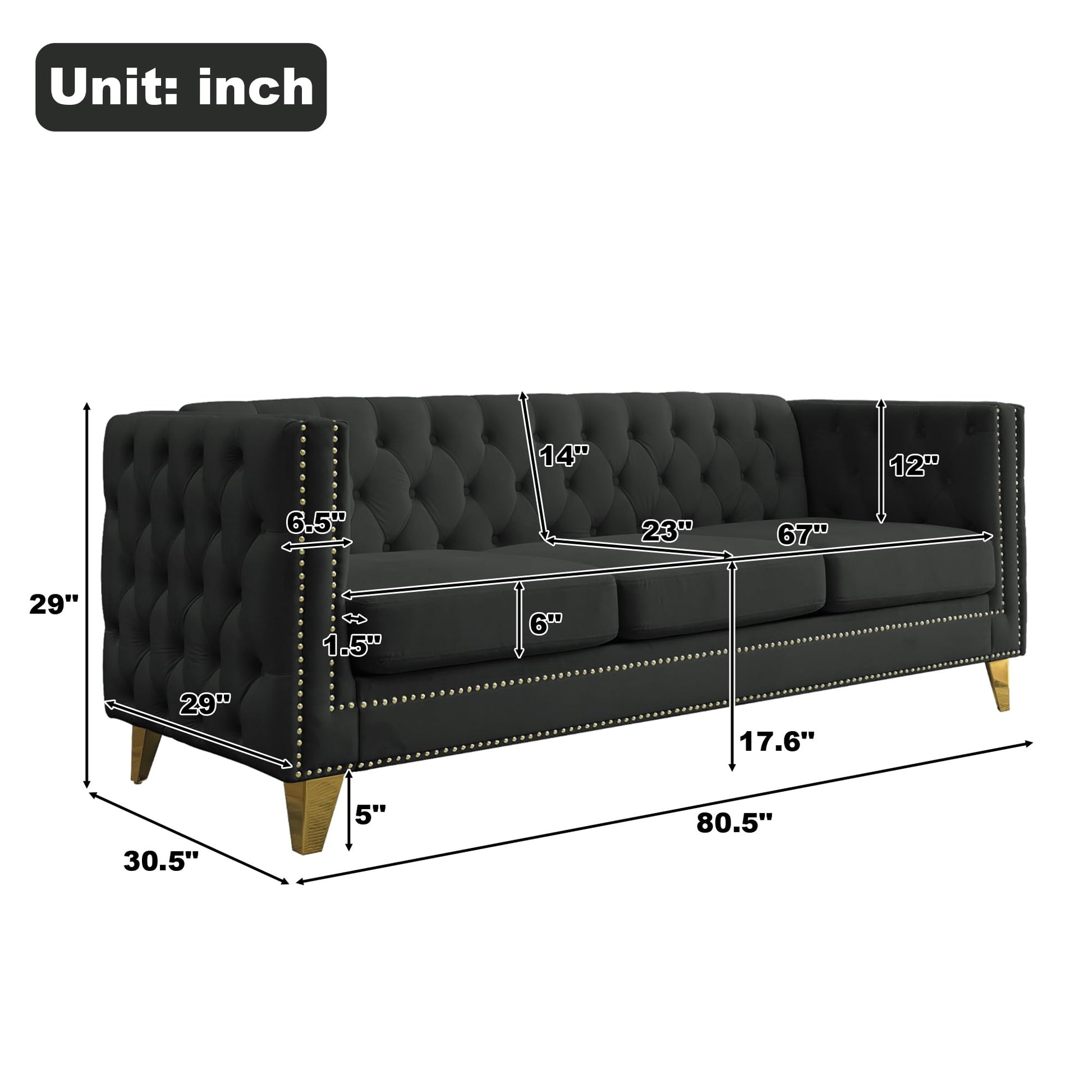 82" L-Shaped Velvet Corner Sofa, 5-Seater Corner Sofas with 3 Cushions for Living Room EK HOME FURNITURE