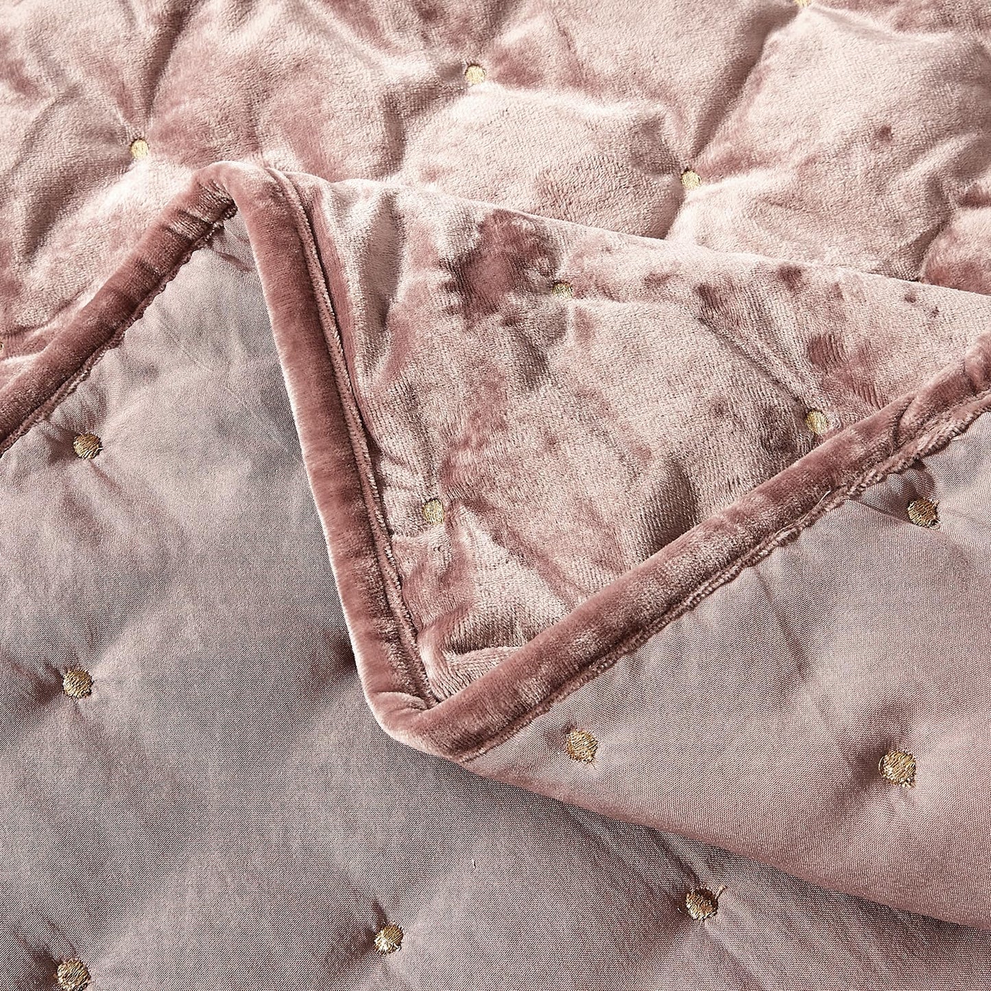 Embroidery Quilt set with Metallic Silver Thread, Distressed Velvet Face