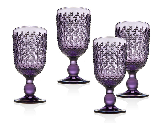 Wine Glasses Goblet, Beverage Glass Cups - Alba Amethyst, Set of 4