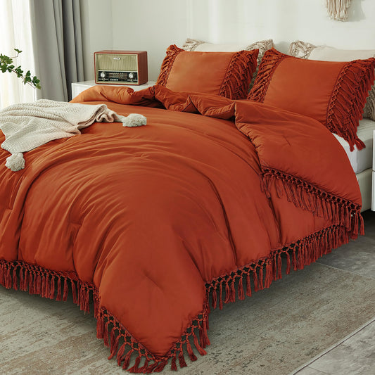 3 Pieces Boho Terracotta Lightweight Comforter Sets