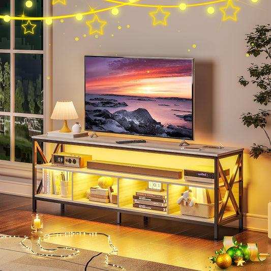 TV Stand with LED Lights Entertainment Center with Body Sensor Lights