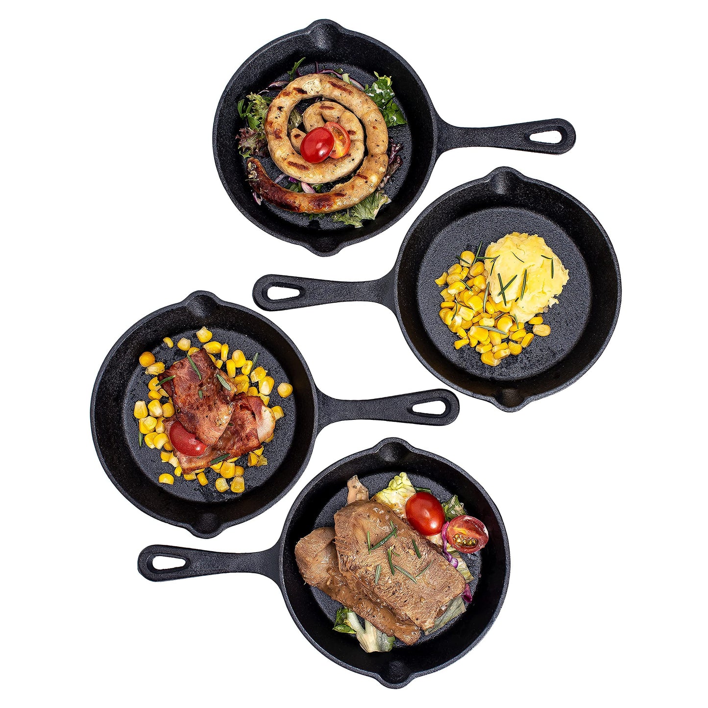 6" Black Pre-seasoned Cast Iron Frying Pan Set of 4, 6 Inch Oven Safe Cast Iron Skillet