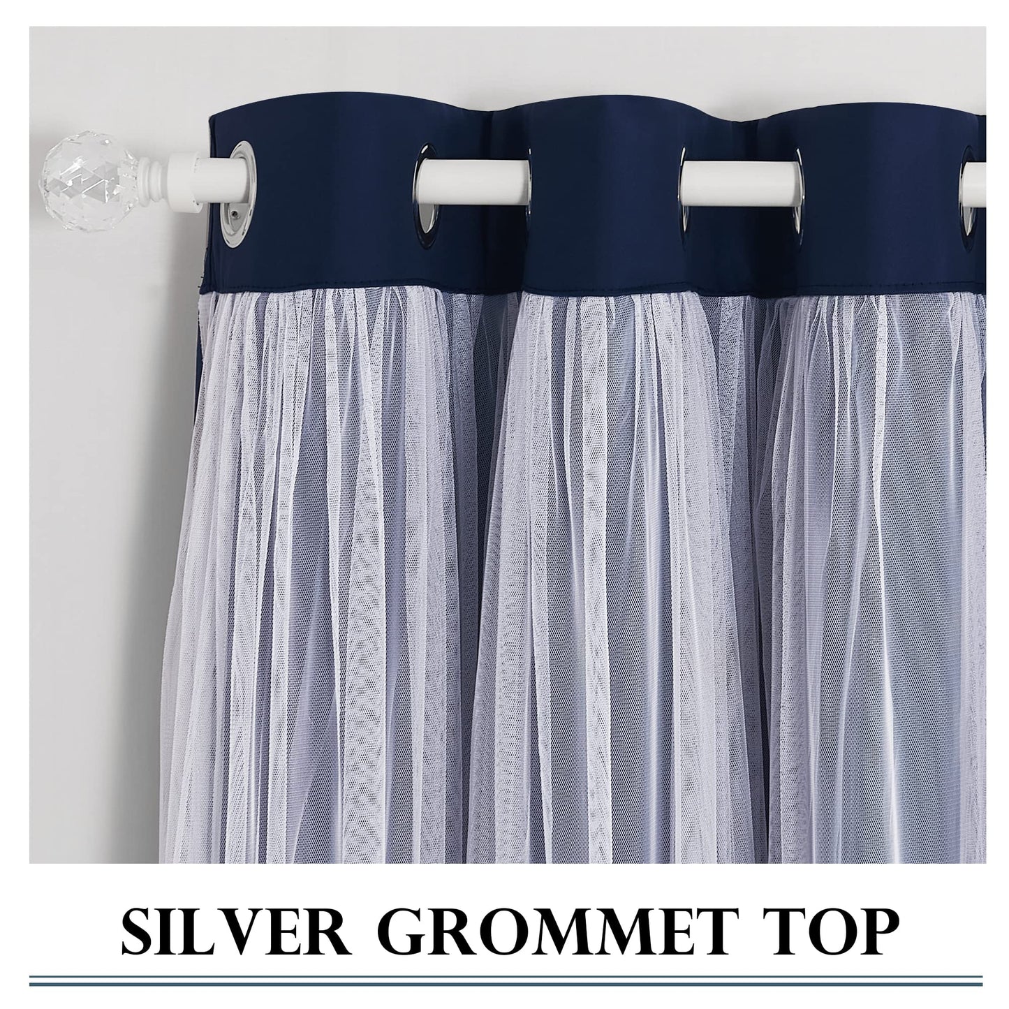 Double-Layered Curtains with Tie-Backs Sheer Drapes Light Blocking, 2 Pcs