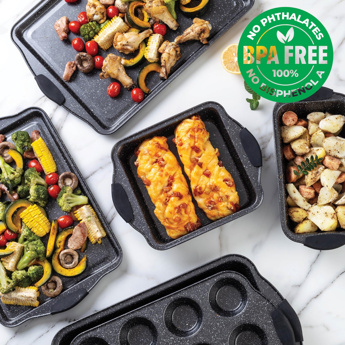 10-Piece Nonstick Stackable Bakeware Set - PFOA, PFOS, PTFE Free