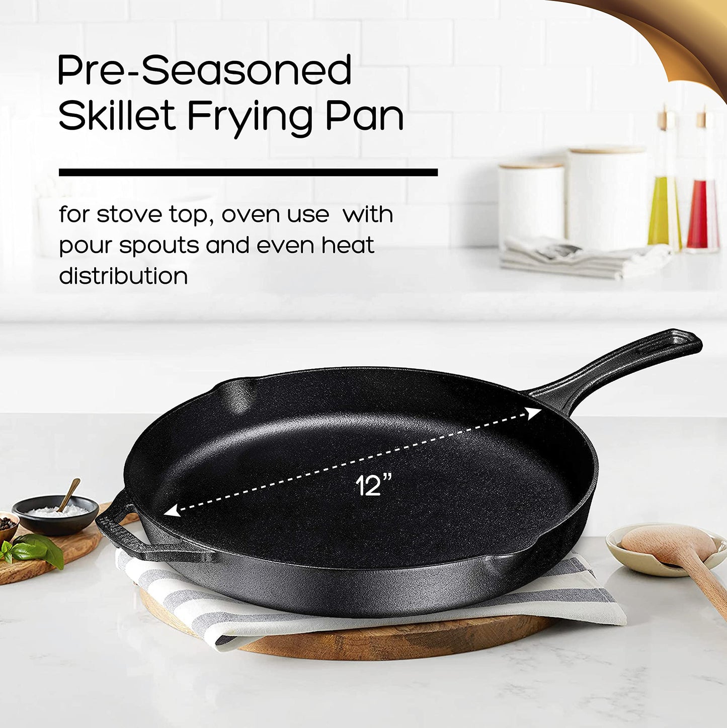 6" Black Pre-seasoned Cast Iron Frying Pan Set of 4, 6 Inch Oven Safe Cast Iron Skillet