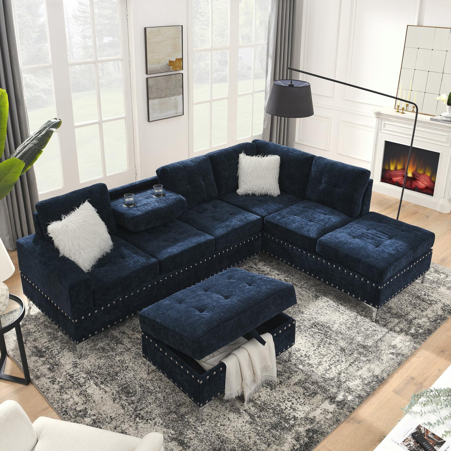 L-Shape Sectional 3-Seater Sofa with Extra Wide Reversible Chaise