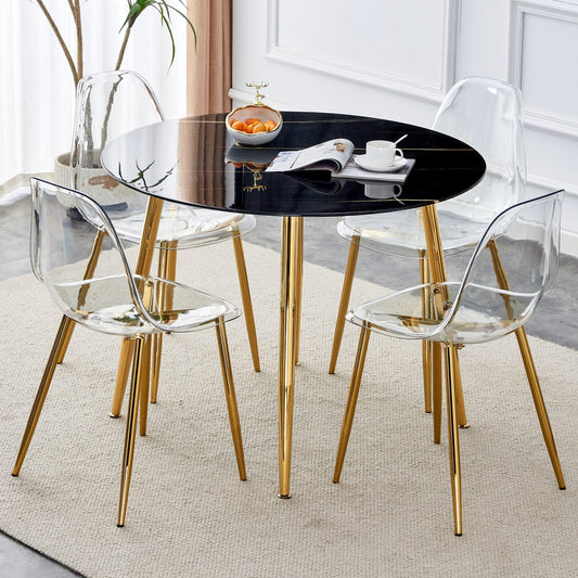 31.5 inch Round Clear Glass Table and Chairs for 4