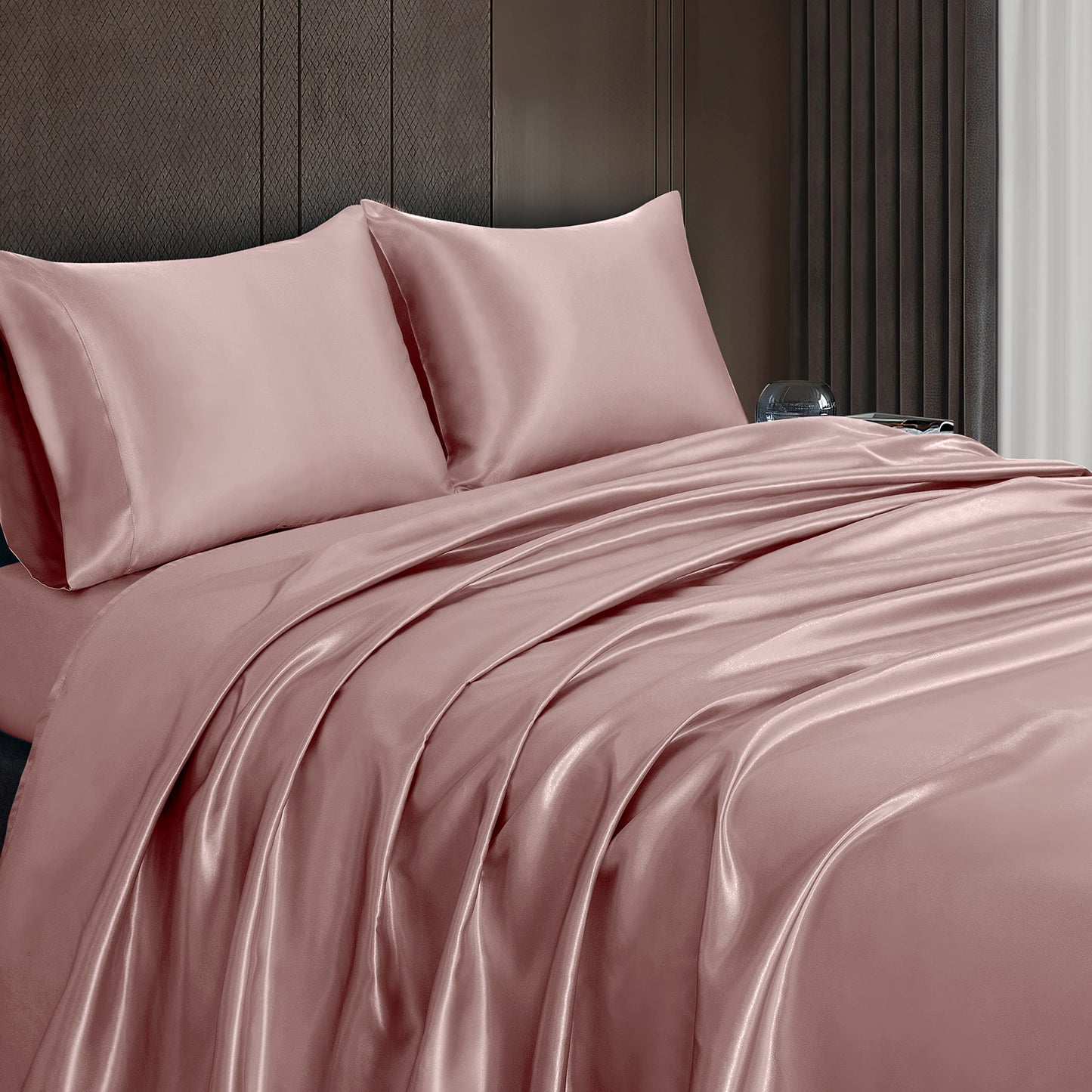 4pcs Satin Sheets Set Luxury Silky Satin Bedding Set with Deep Pocket