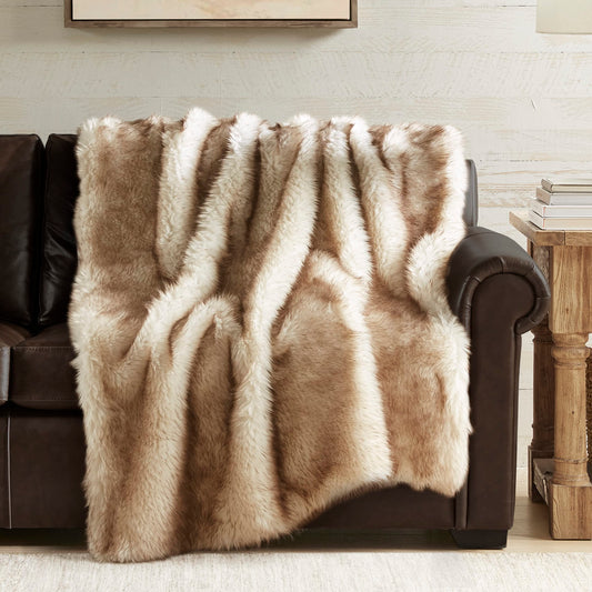 Fur Throw Blanket - Ultra Long Pile, Luxury Fluffy Fox Golden