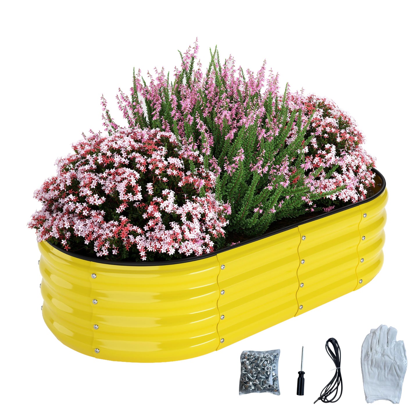 Galvanized Metal Planter Raised Garden Bed Kit for Gardening Outdoor