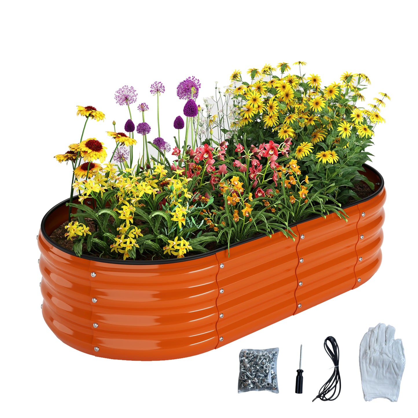 Galvanized Metal Planter Raised Garden Bed Kit for Gardening Outdoor