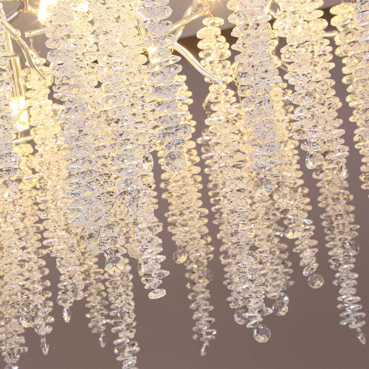 Modern Crystal Tree Branches Chandelier Gold Round Raindrop