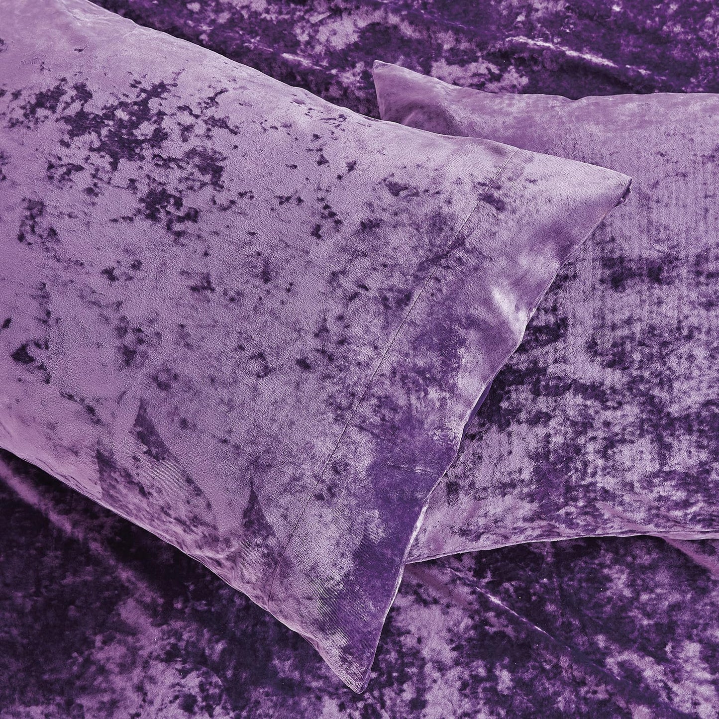 Distressed Velvet Sheet Set, 4 Pieces Purple Queen, Ultra Soft, Warm