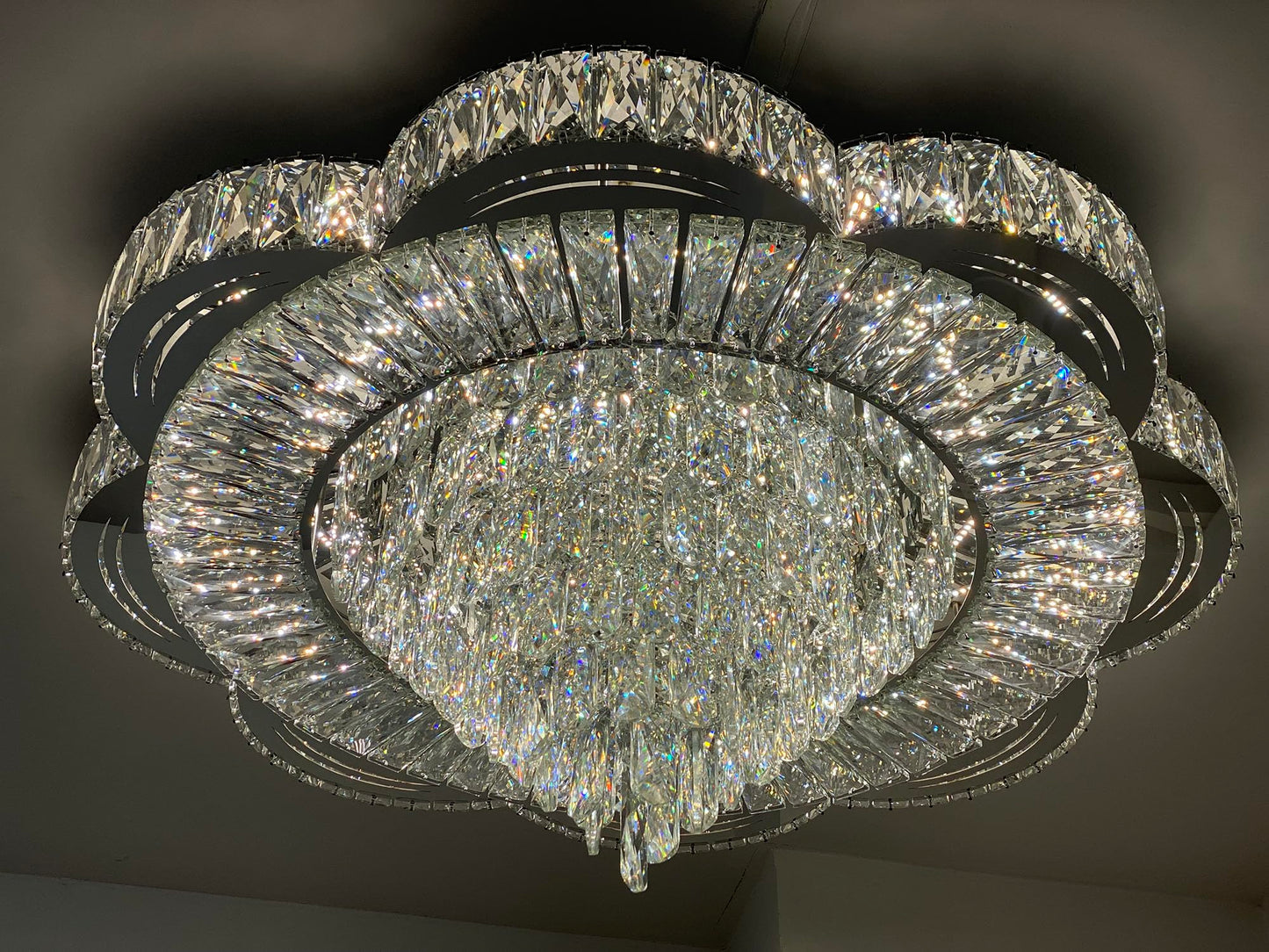 Modern Empire Crystal Chandelier 32inches Raindrop Ceiling Light