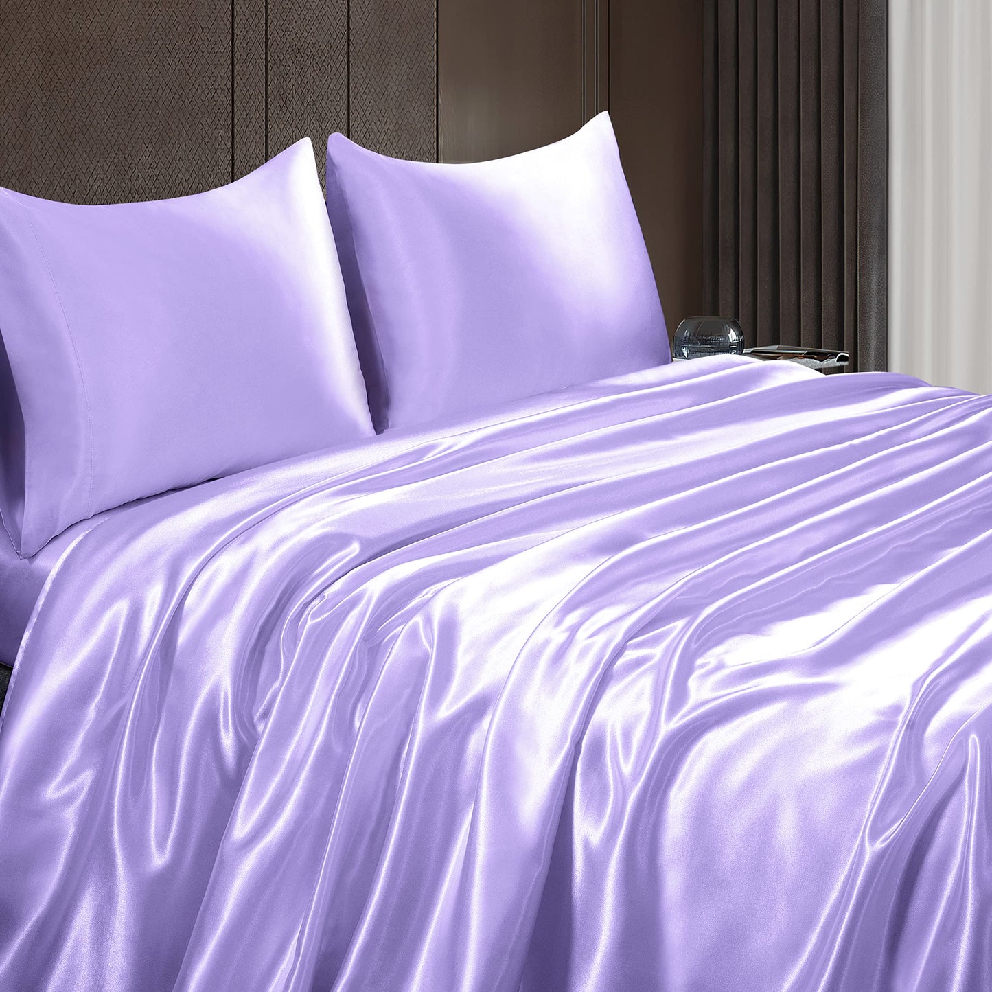 4pcs Satin Sheets Set Luxury Silky Satin Bedding Set with Deep Pocket