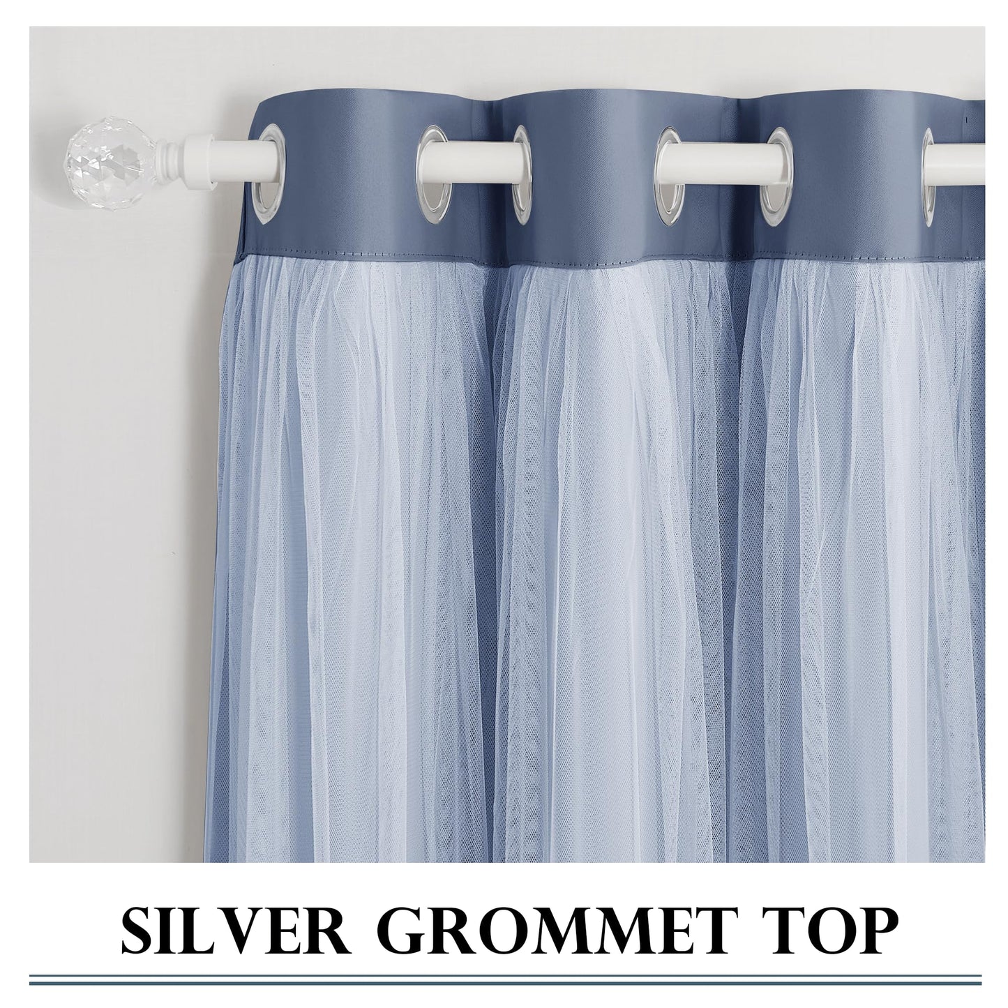 Double-Layered Curtains with Tie-Backs Sheer Drapes Light Blocking, 2 Pcs