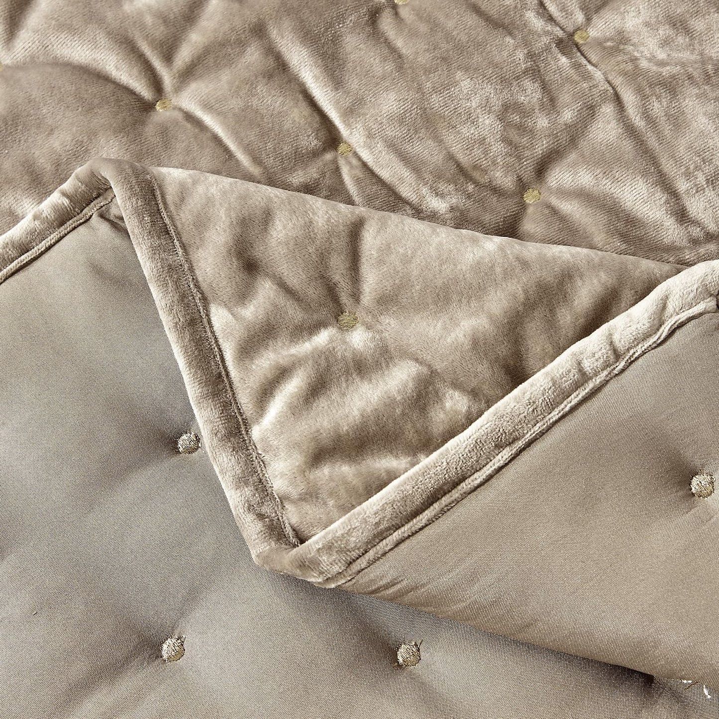 Embroidery Quilt set with Metallic Silver Thread, Distressed Velvet Face