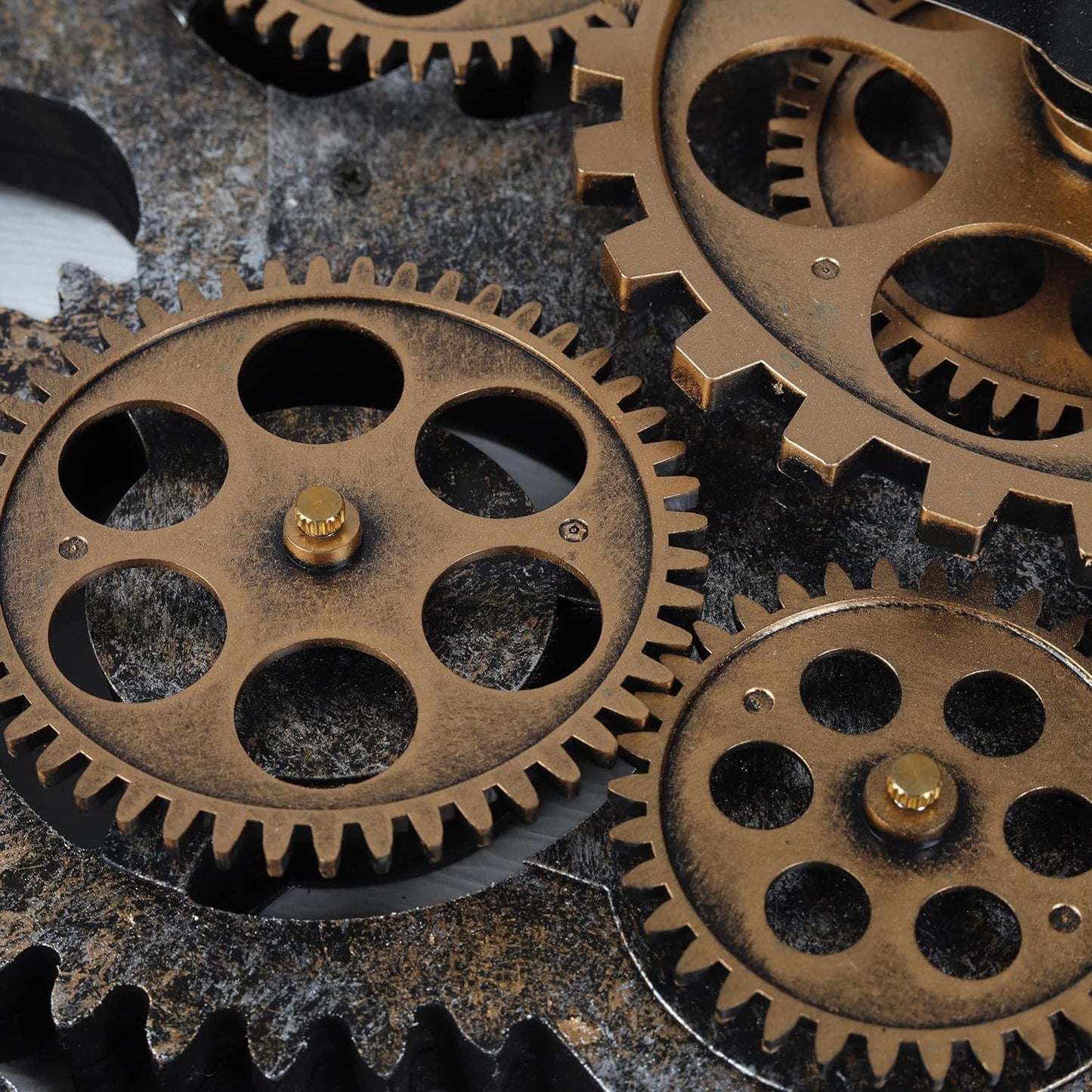 Gear Clock with Moving Gears Exposed, Farmhouse Rustic Large Wall Clock