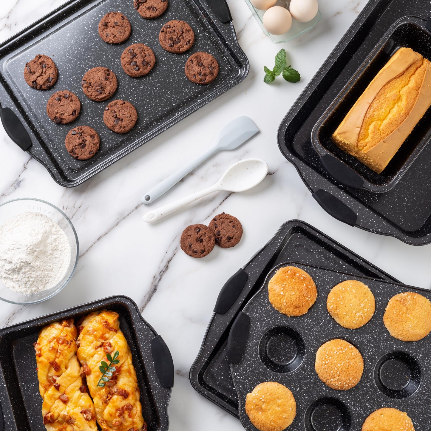 10-Piece Nonstick Stackable Bakeware Set - PFOA, PFOS, PTFE Free