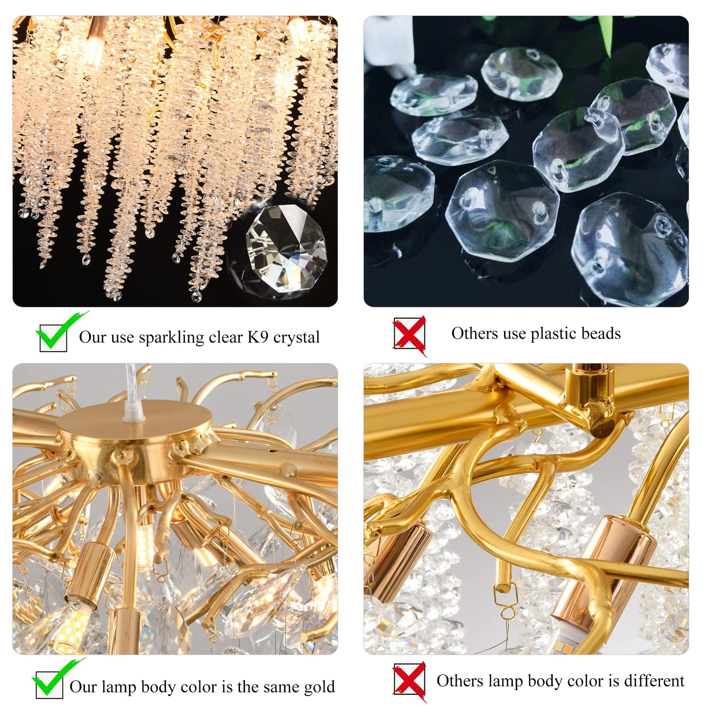 Modern Crystal Tree Branches Chandelier Gold Round Raindrop