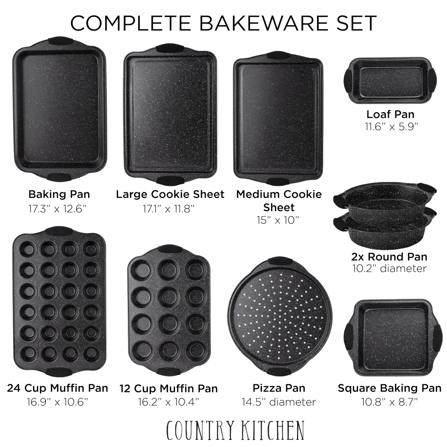 10-Piece Nonstick Stackable Bakeware Set - PFOA, PFOS, PTFE Free