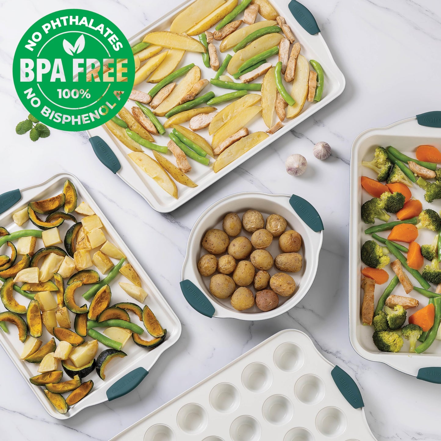 10-Piece Nonstick Stackable Bakeware Set - PFOA, PFOS, PTFE Free