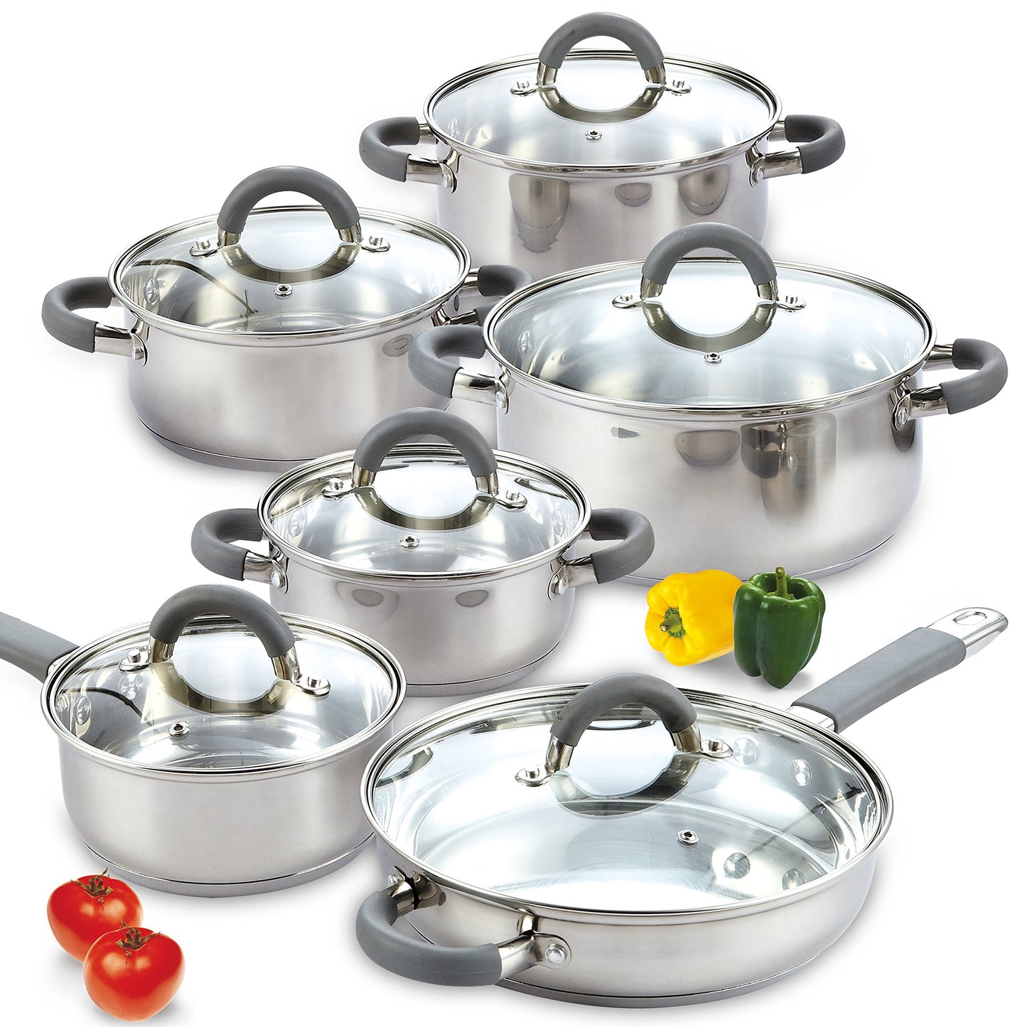 12-Piece Basic Stainless Steel Pots and Pans, Silver